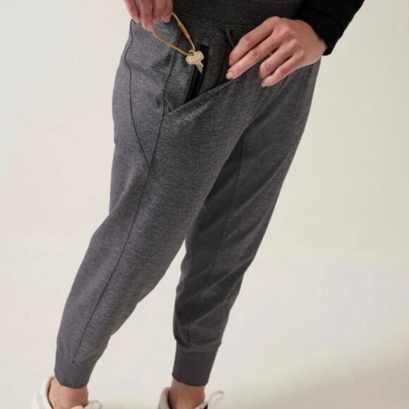 Athleta Venice Jogger Heathered Grey Size XS High Rise Pants Pockets Travel EUC - Picture 7 of 10